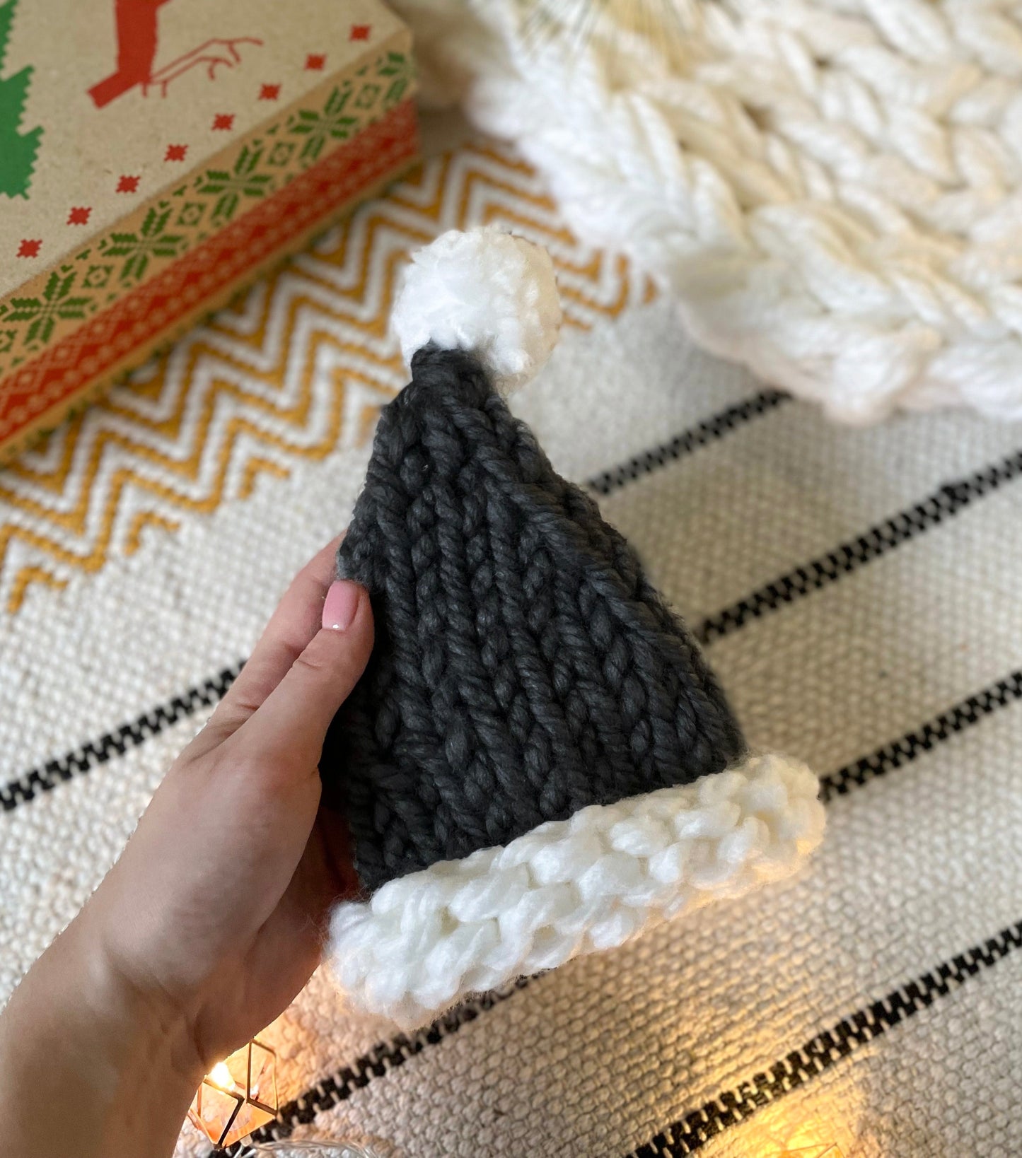 Knitted Santa Hat Christmas Tree Toppers