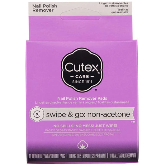 Cutex Care Swipe & Go Non-Acetone Nail Polish Remover Pads 10ct