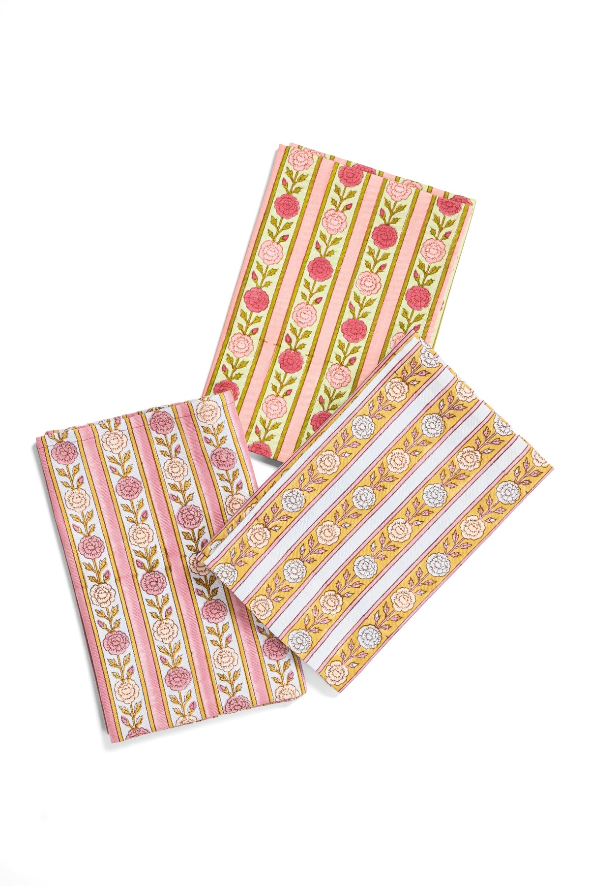 Vintage Floral Stripe Napkins, Set of 4
