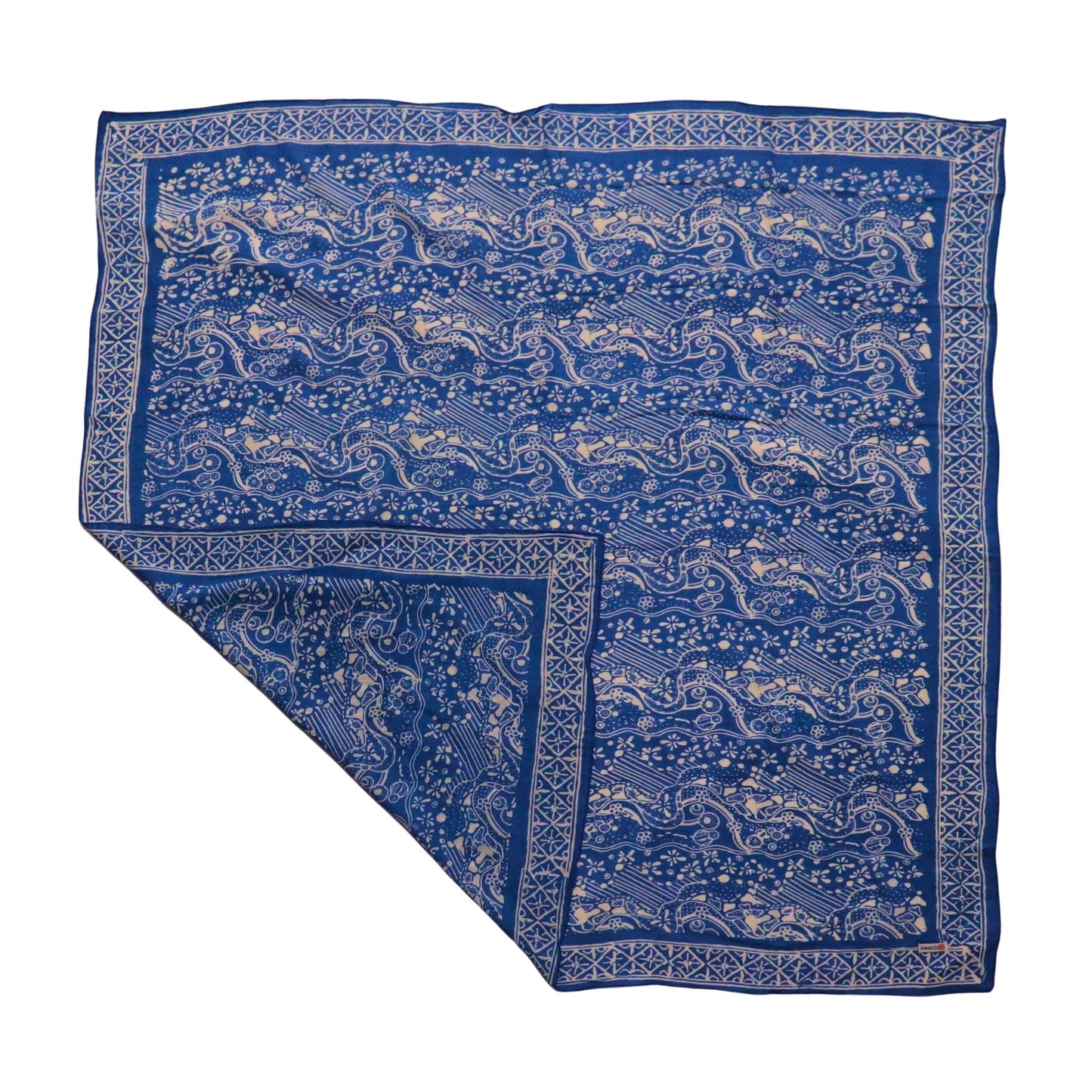 Large 39" Hand Dyed Batik Bandana - Tidal Flow