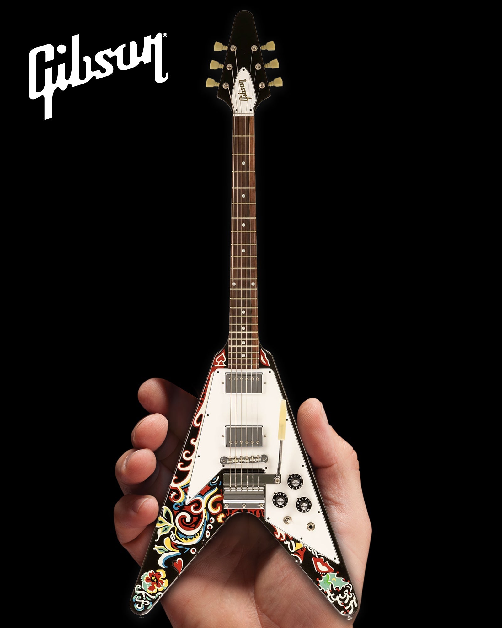 *NEW Jimi Hendrix™ Gibson Psychedelic Flying V 1:4 Scale Mini Guitar Model - Osadia Concept Store