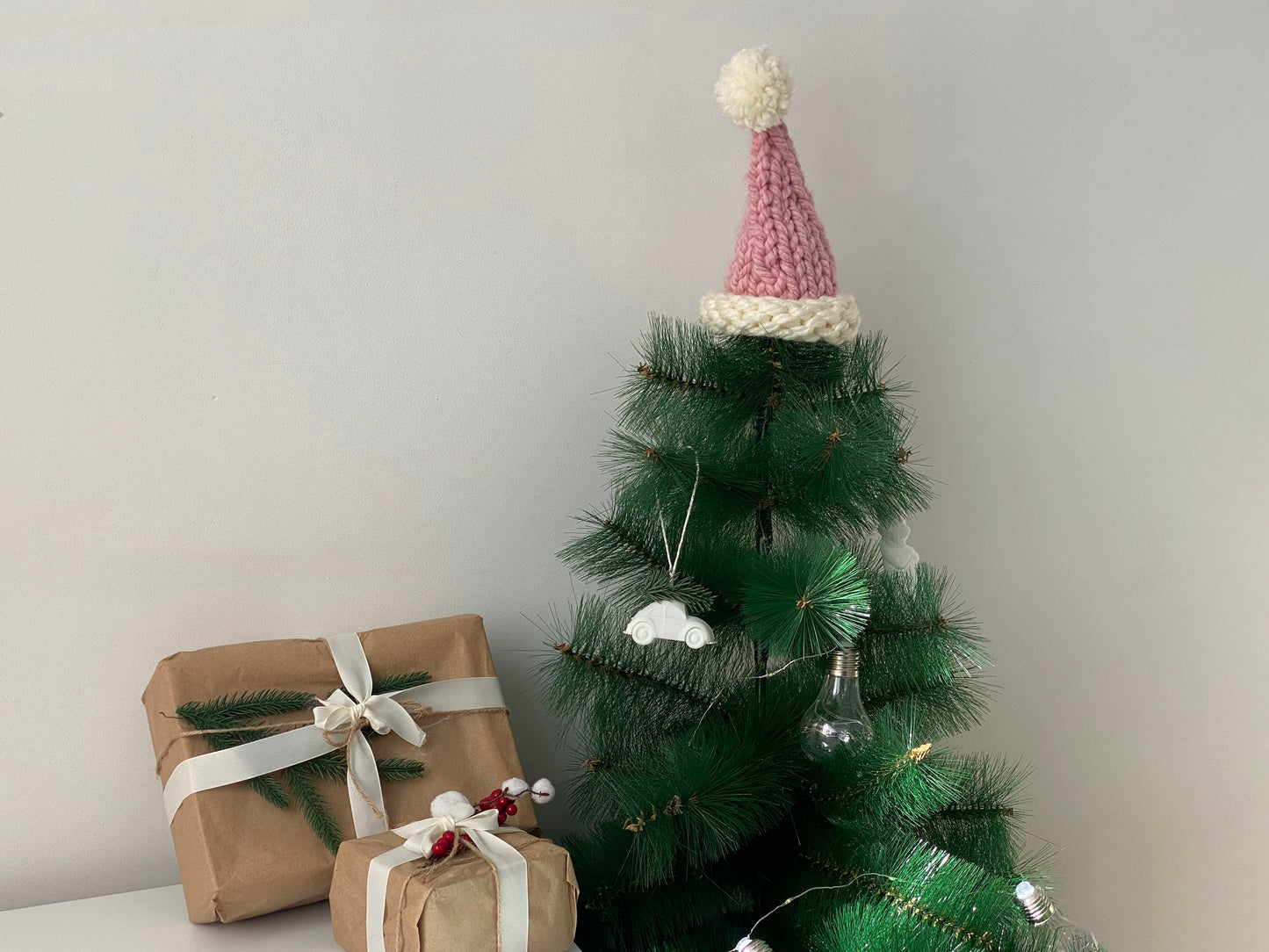 Knitted Santa Hat Christmas Tree Toppers