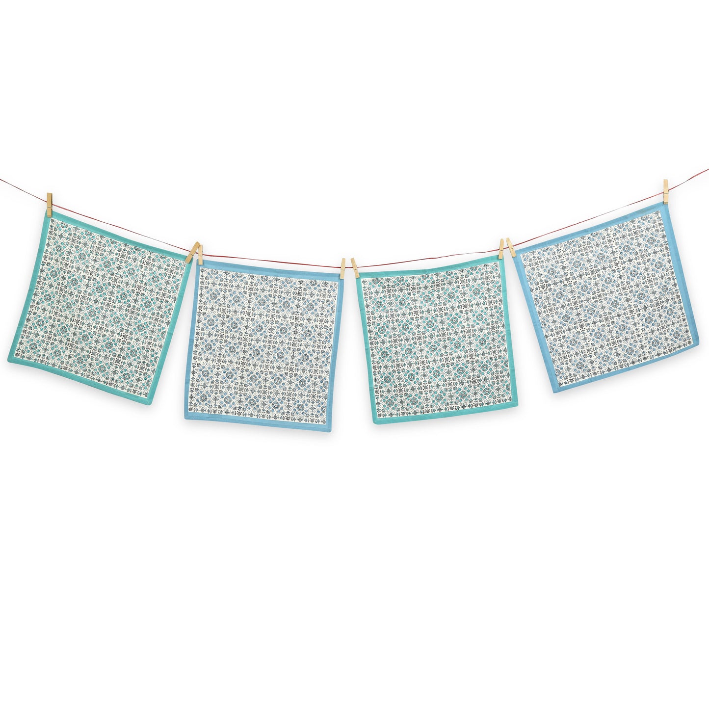 Hand Block Printed Cotton Napkins, Set of 4 | 18″ × 18″ | Fair Trade | Lily