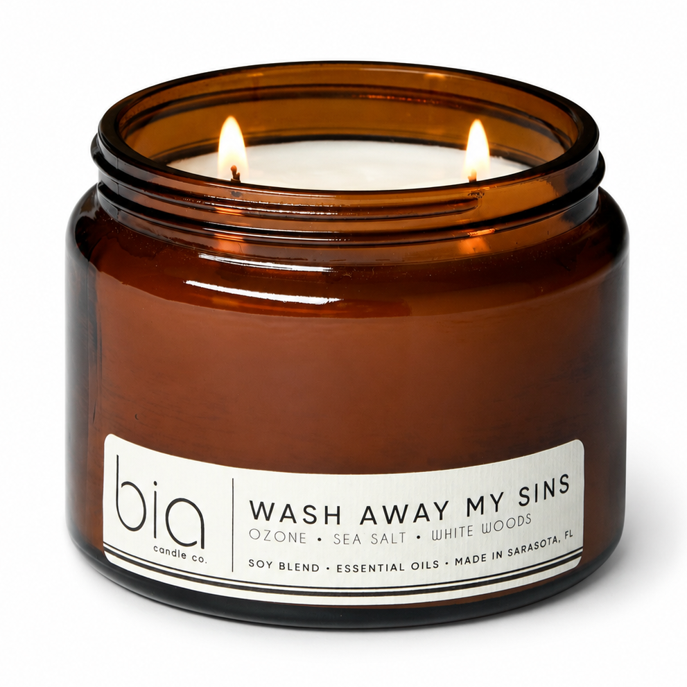 Wash Away My Sins Soy Blend Candle — Sea Salt, Ocean & White Woods