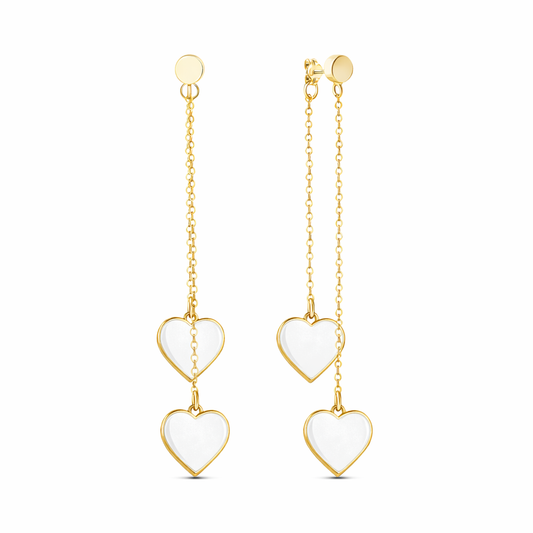 Single Hearted Girl White Heart Earrings | Gold Filled