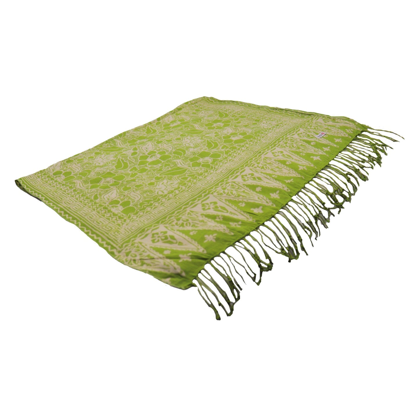 Handmade Batik Scarf - 100% Soft Cotton - Spotted Flowers Green