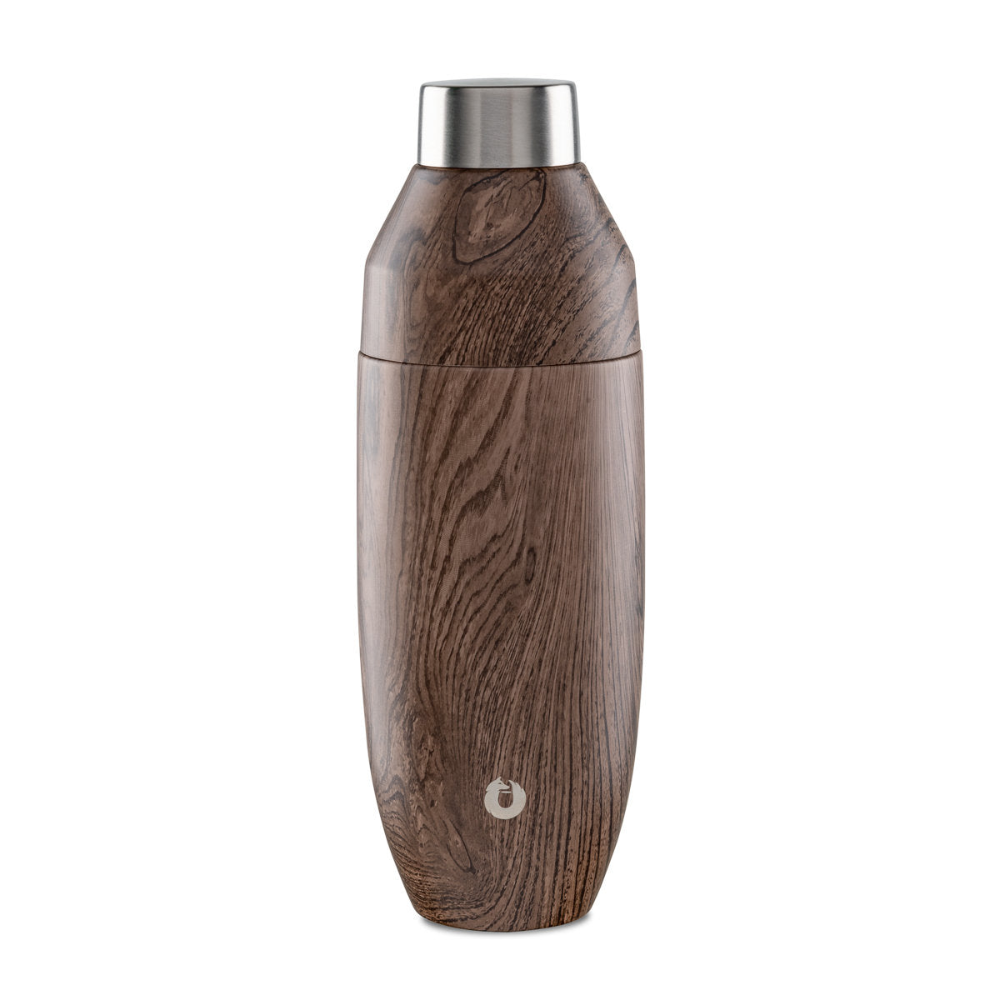Stainless Steel Cocktail Shaker, Dark Walnut