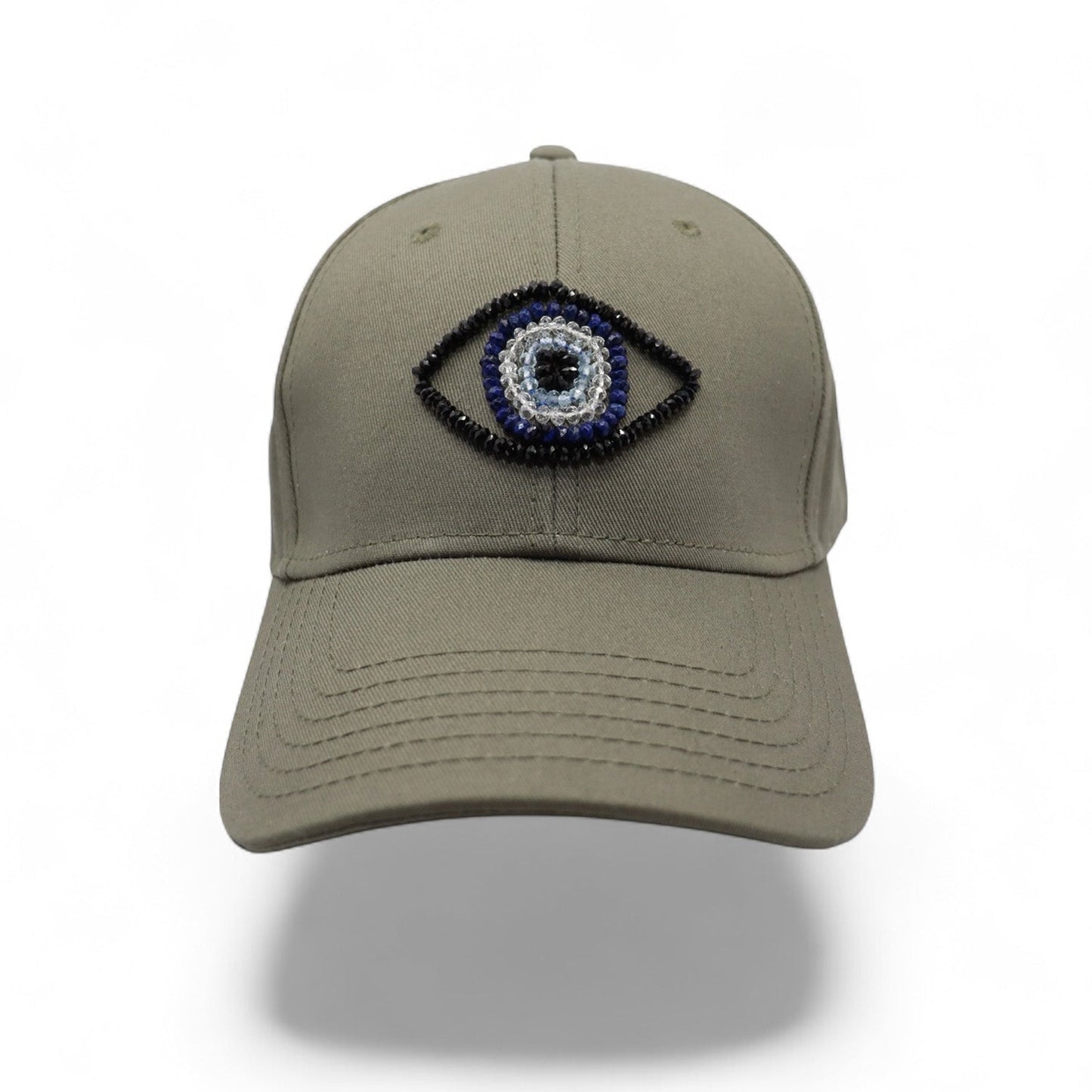 The Energy Project - Evil Eye Hat - Hand-Beaded, Natural Crystals