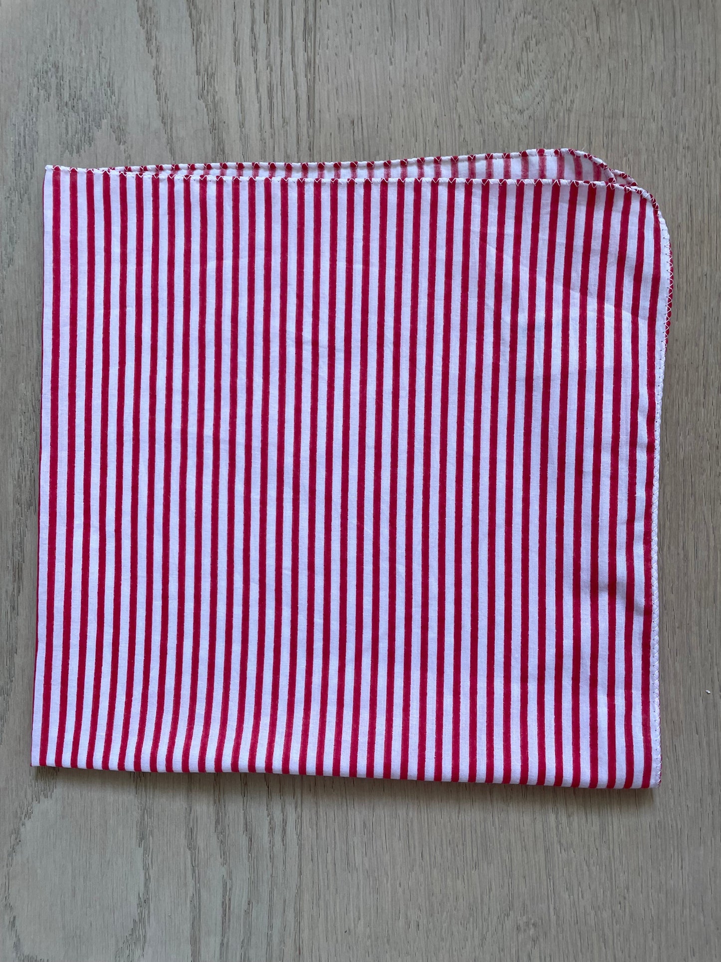Bandana Scarf - Menswear Stripe Cherry Red Square