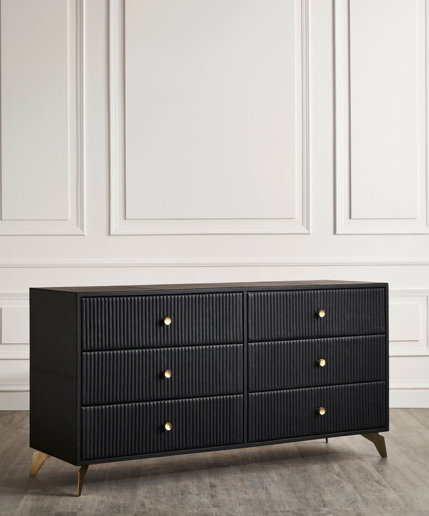 Stanford Six Drawer Leather Dresser