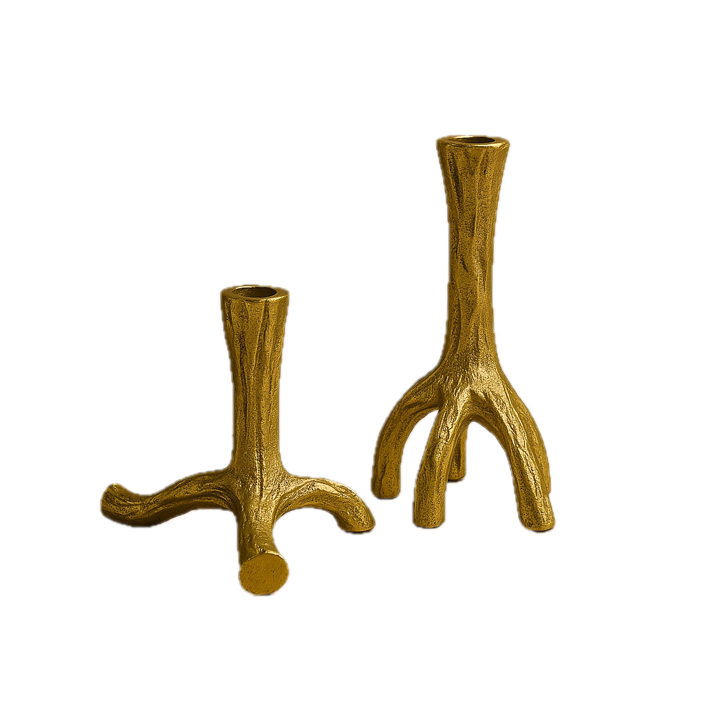 Raíz Studio Rooted Candle Holder – Hand-Cast Gold Sculptural Candle Stand (Tall & Short)