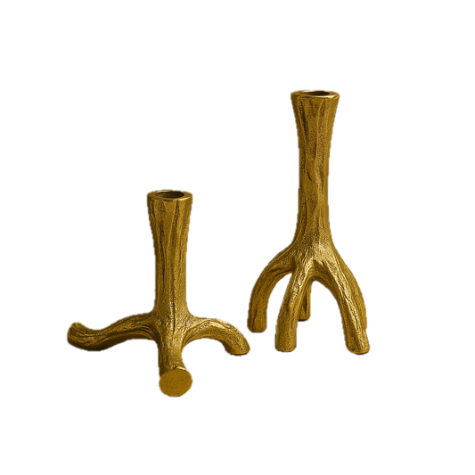 Raíz Studio Rooted Candle Holder – Hand-Cast Gold Sculptural Candle Stand (Tall & Short)