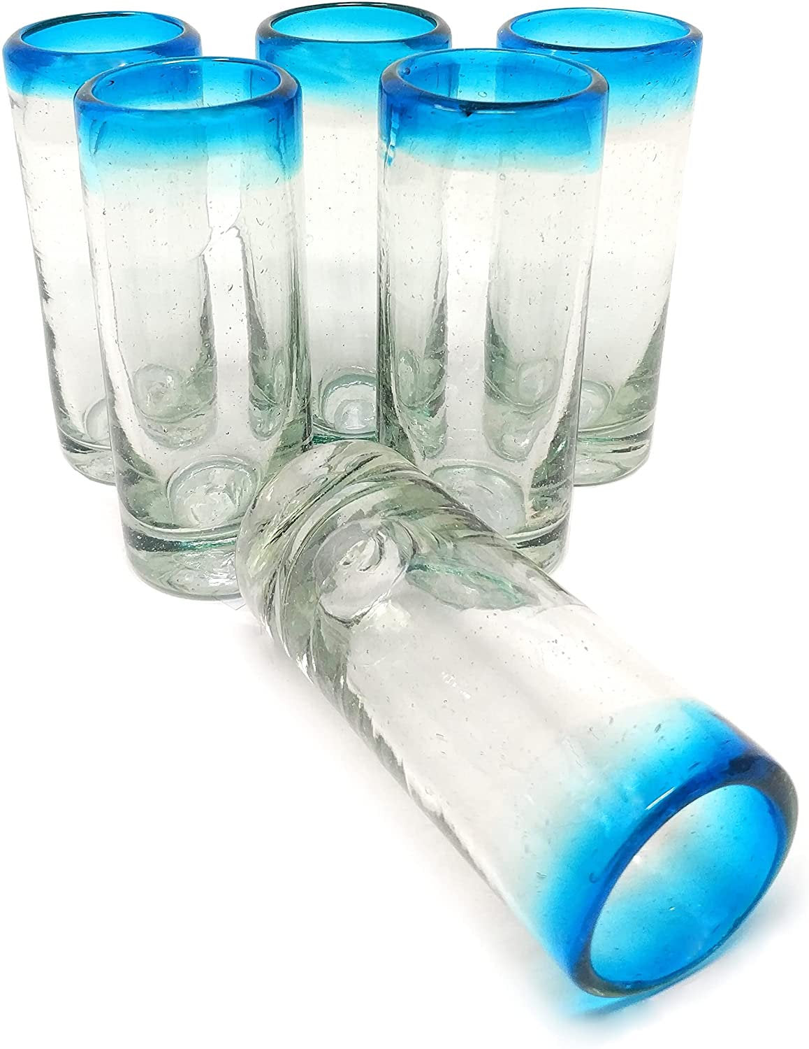 Aqua Rim Tequila Shot Glasses  - Set of 6