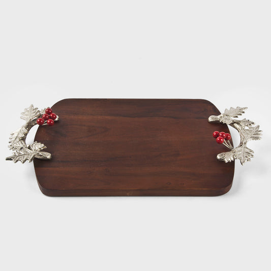 Silver Holly Mango Wood Serving Platter