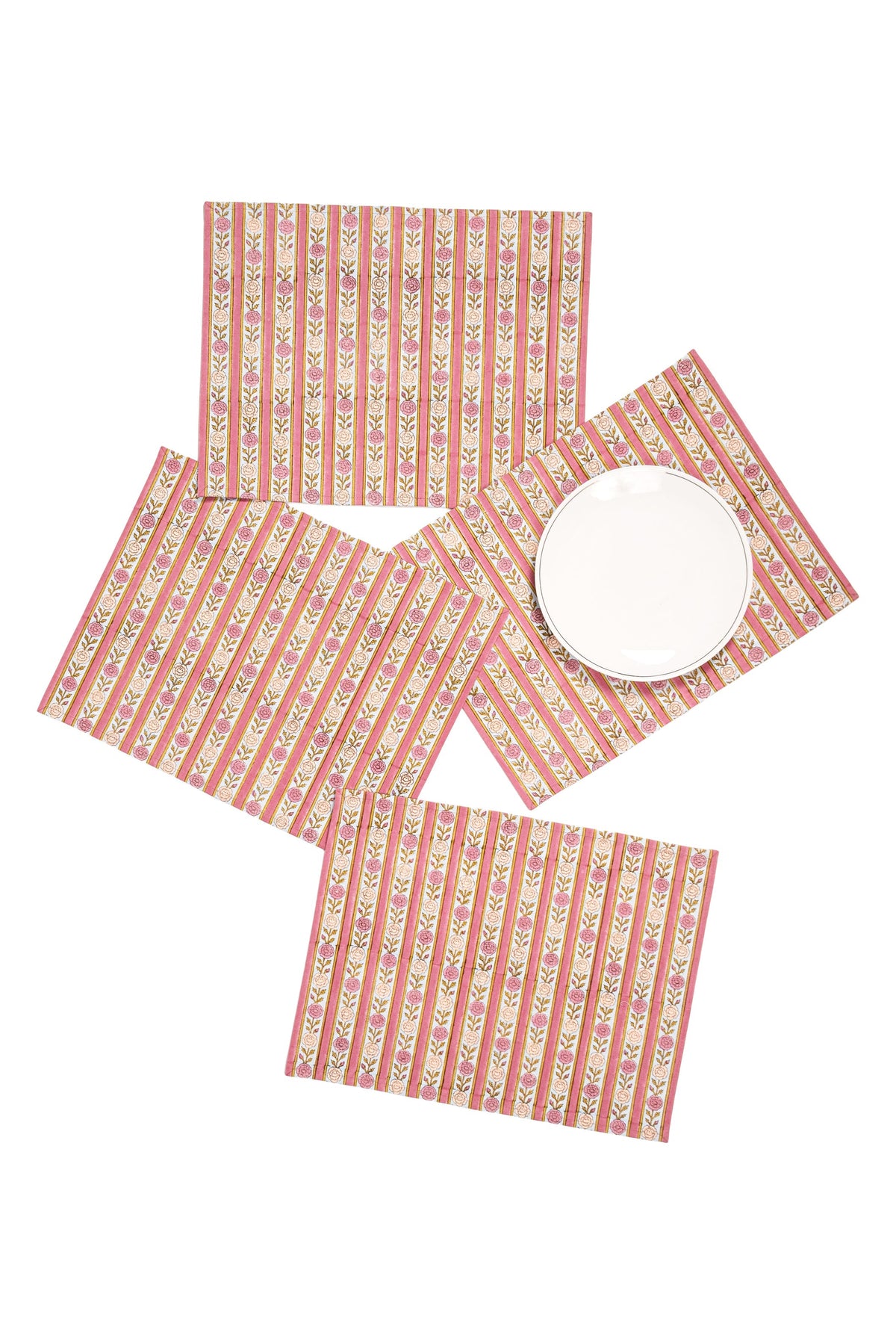 Vintage Floral Stripes Placemat, Set of 2
