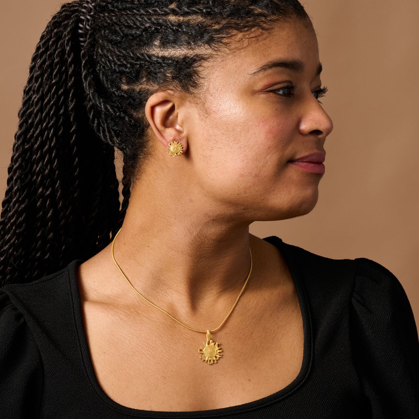Calida Gold Plate Sun Post Earrings