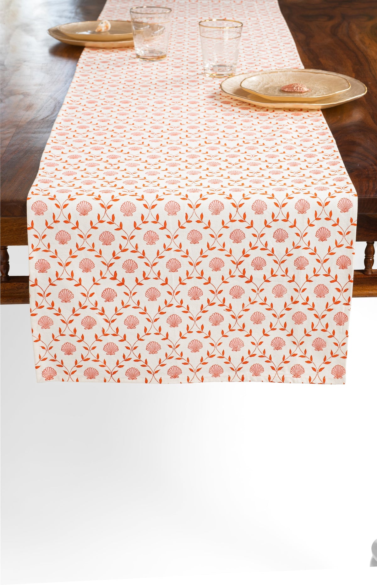 Seashell Blockprint Table Runner