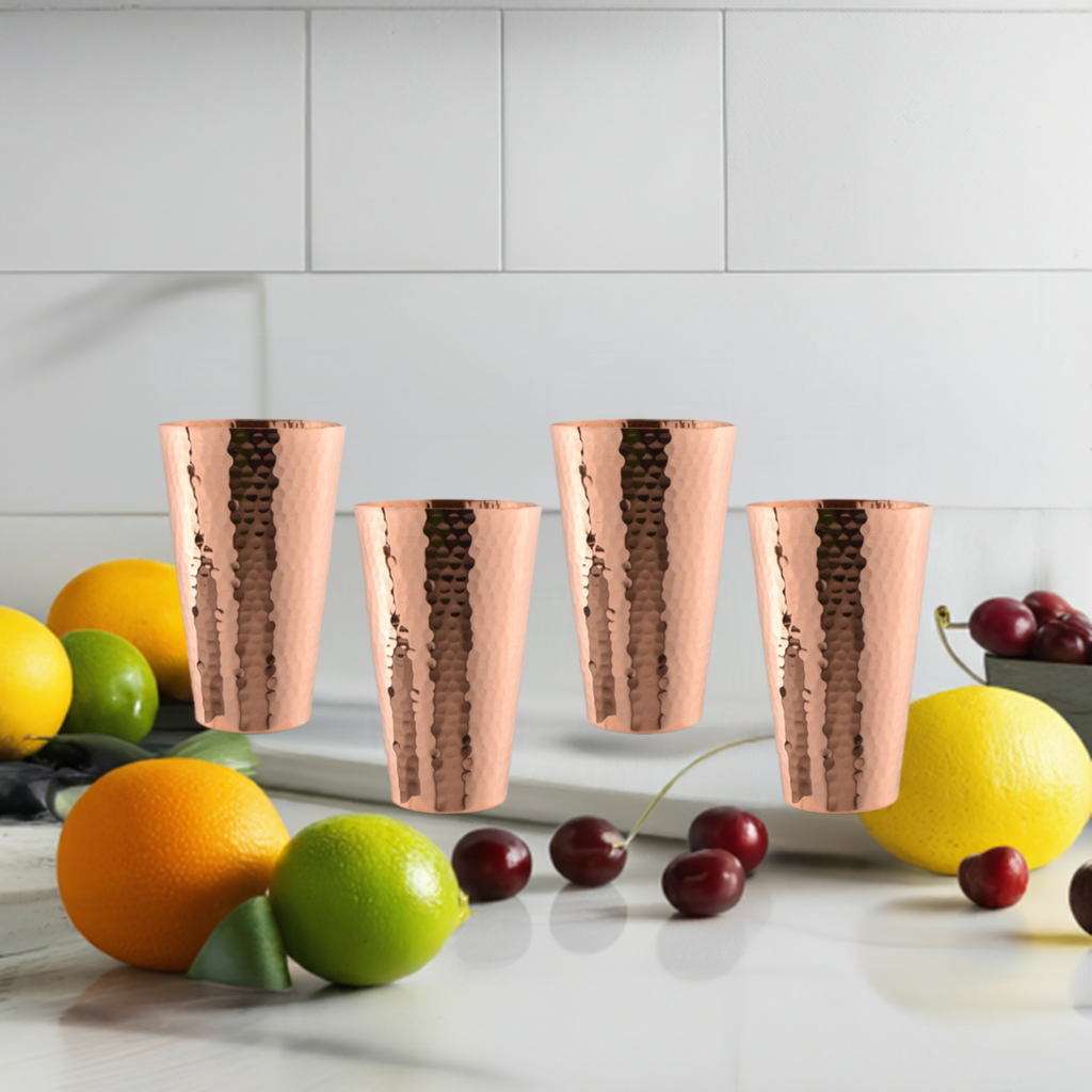 Hammered Copper Ice Tea Tumbler (Set of 4) - Osadia Concept Store
