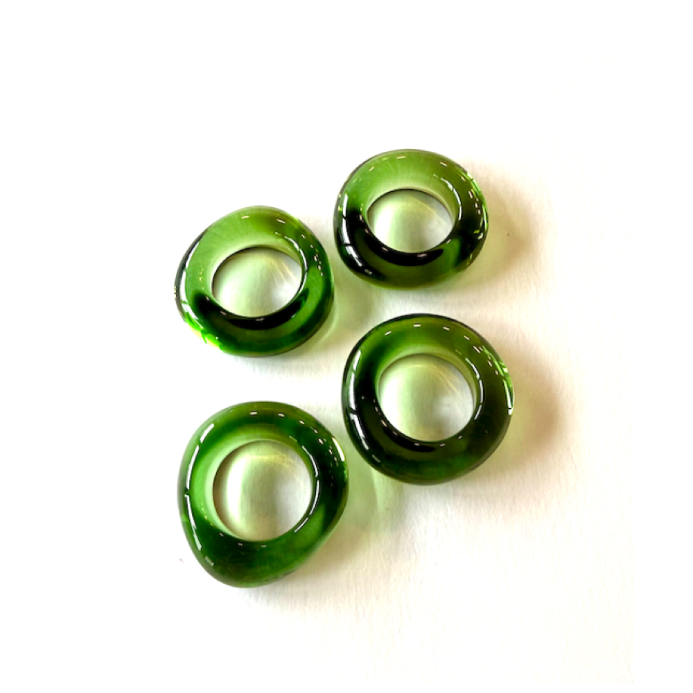 Green Glass Napkin Rings | Set of 4 | Goldie Home