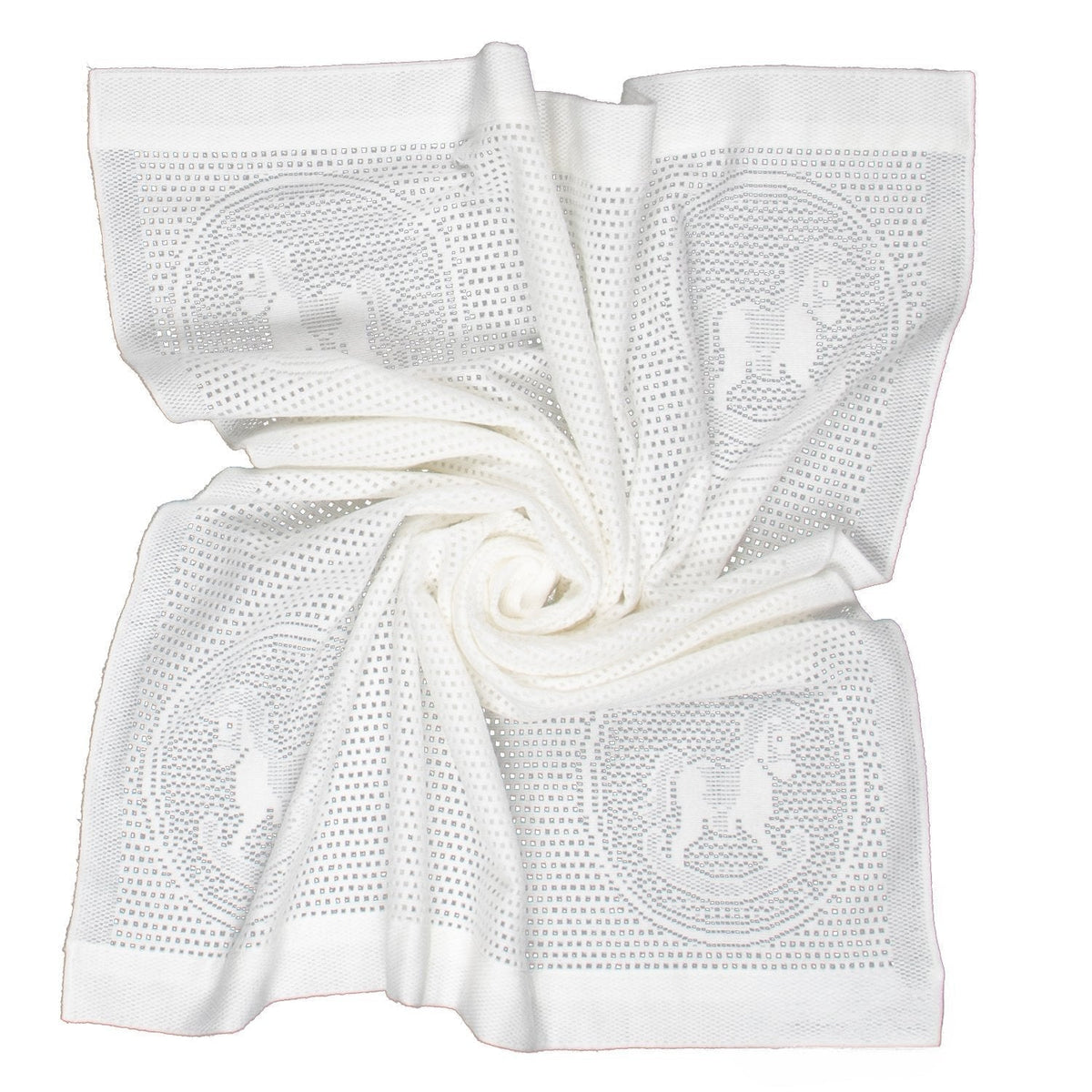 Southampton Home Lace Weave Rocking Horse Baby Blanket - White