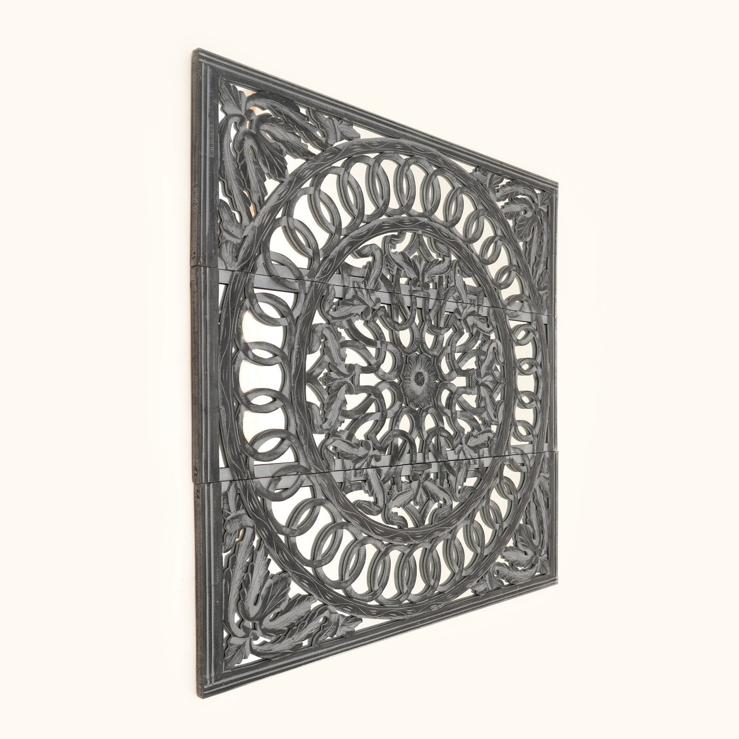 Wall Art with Mirror | Wooden Handmade Wall Panel , 48x48"