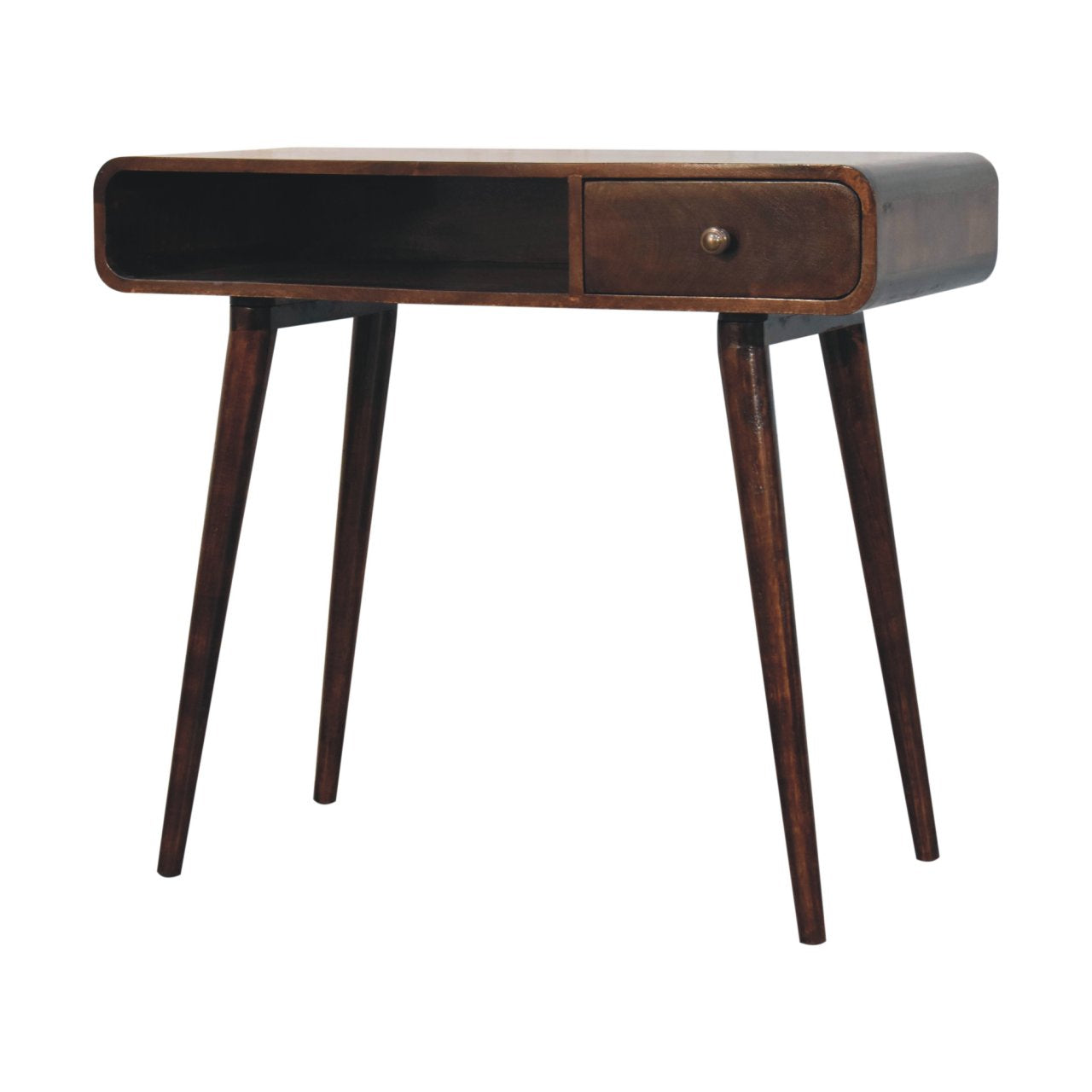 Solid Wood Curved California Walnut Writing Desk