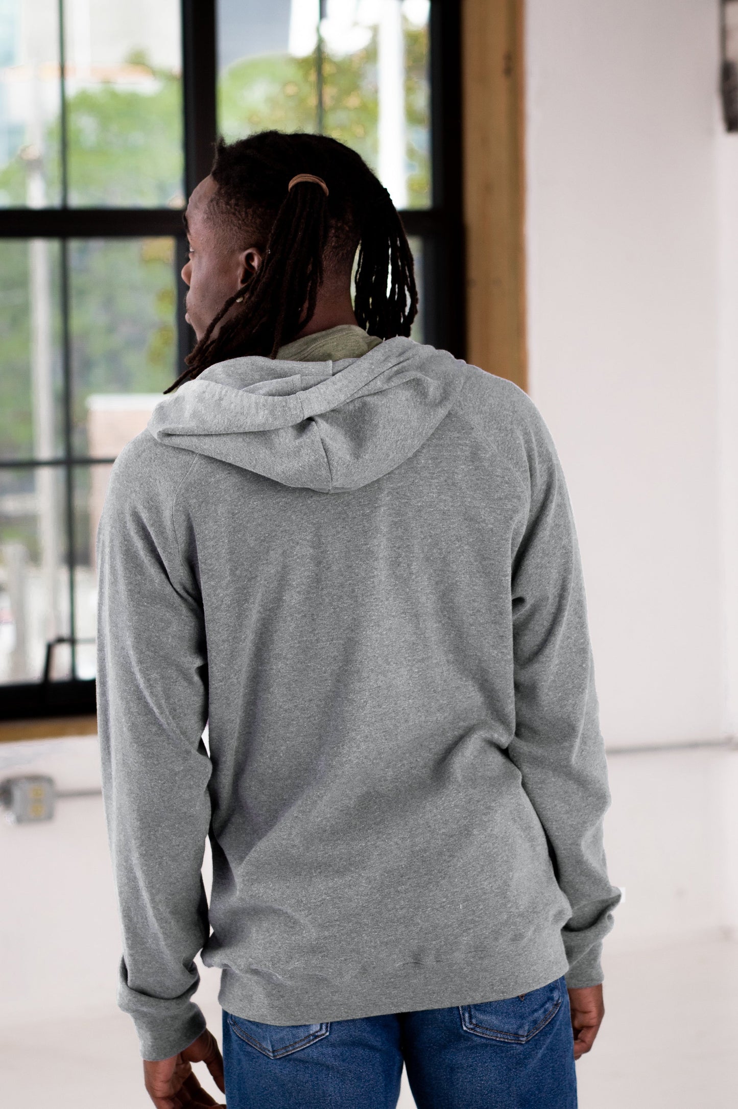 Unisex Heathered Rib Full Zip Hood