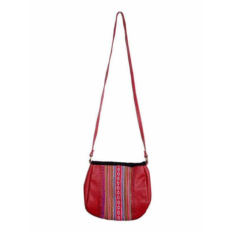 Leather Embroidered Crossbody Bag - Thailand