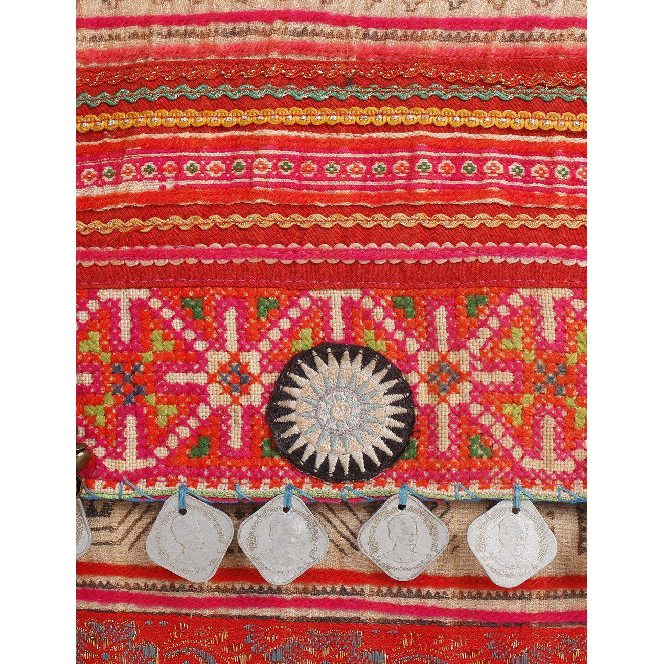 PomPoms, Bells & Coins Vintage Envelope Clutch - Thailand