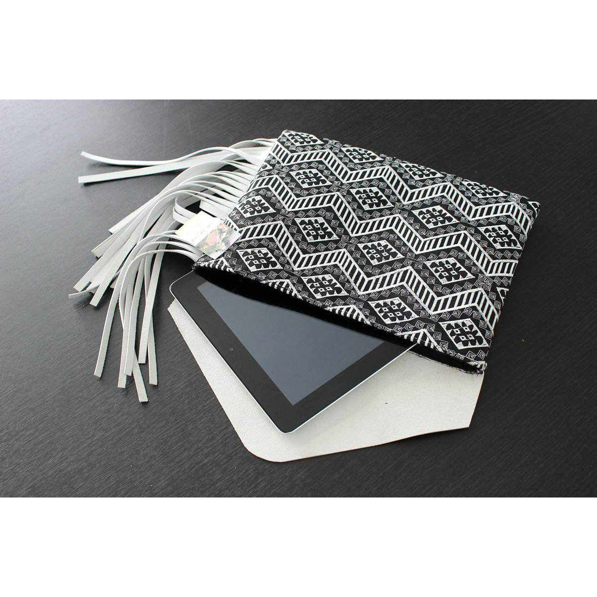 Darma Embroidered Clutch with Leather Fringe - Thailand