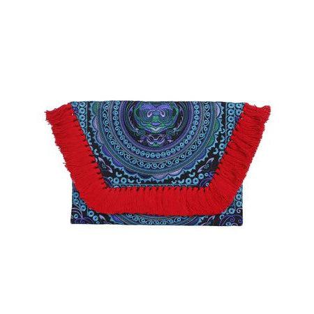Embroidered Multi Tassel Envelope Clutch Bag - Thailand
