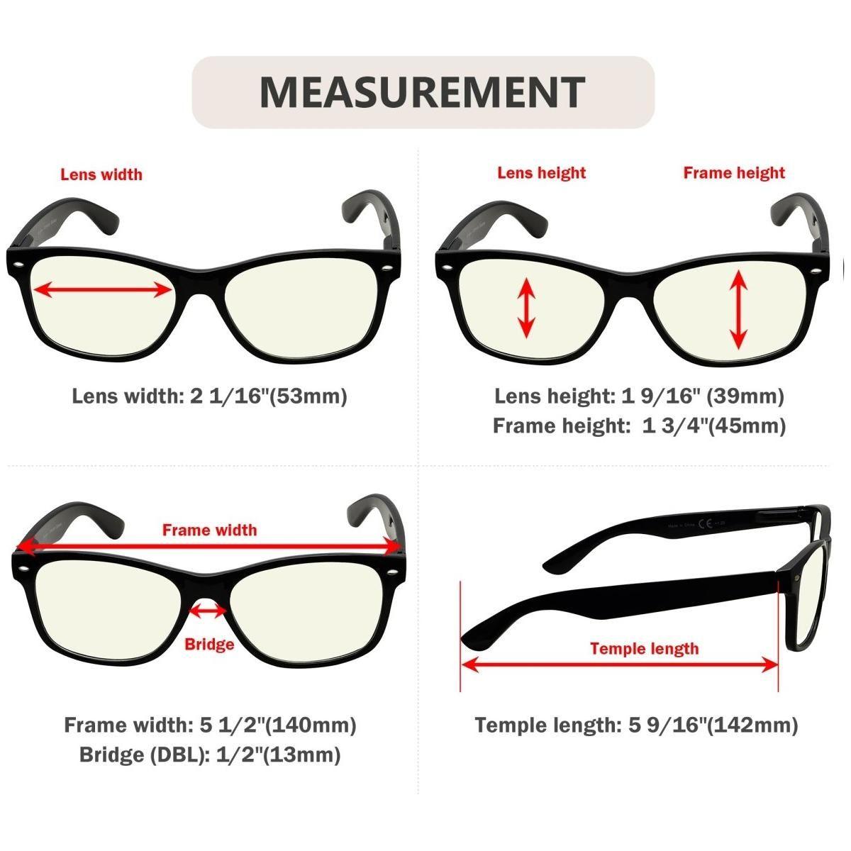 3 Pack Classic Blue Light Filter Reading Glasses UV109