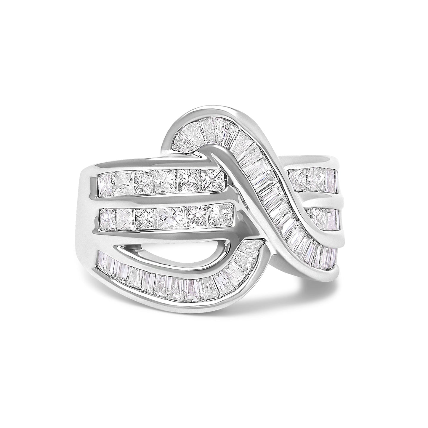 14K White Gold 2.0 Cttw Diamond Channel Set Bypass Ring