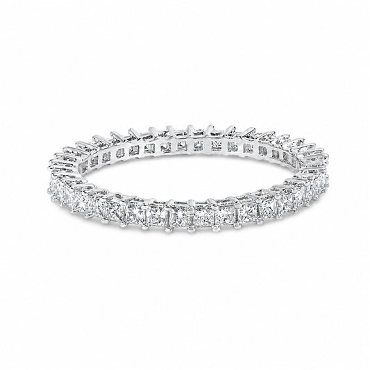 14K White Gold 1.0 Cttw Princess Diamond Eternity Band Ring