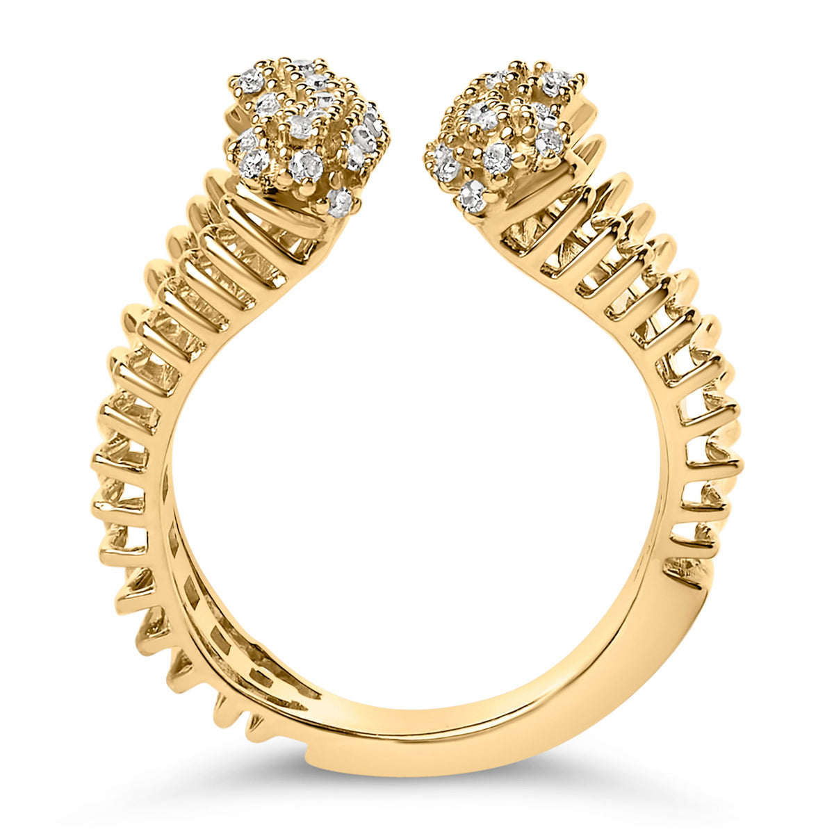 14K Yellow Gold Plated Silver 1/4 Cttw Diamond Asymmetrical Open Ring