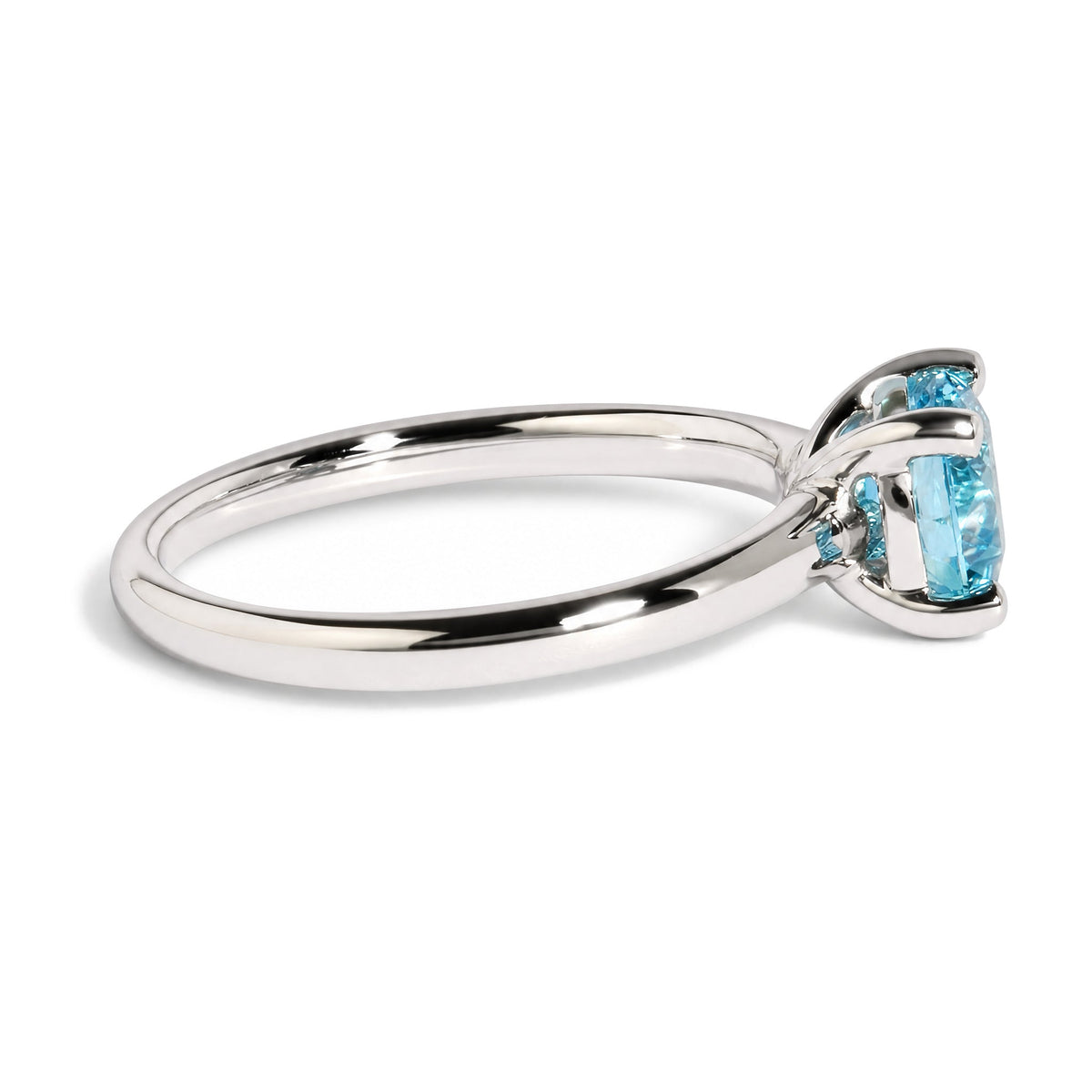 IGI Certified 14K White Gold 1.0 Cttw Round Lab-Grown Blue Fancy Vivid Diamond Solitaire Ring
