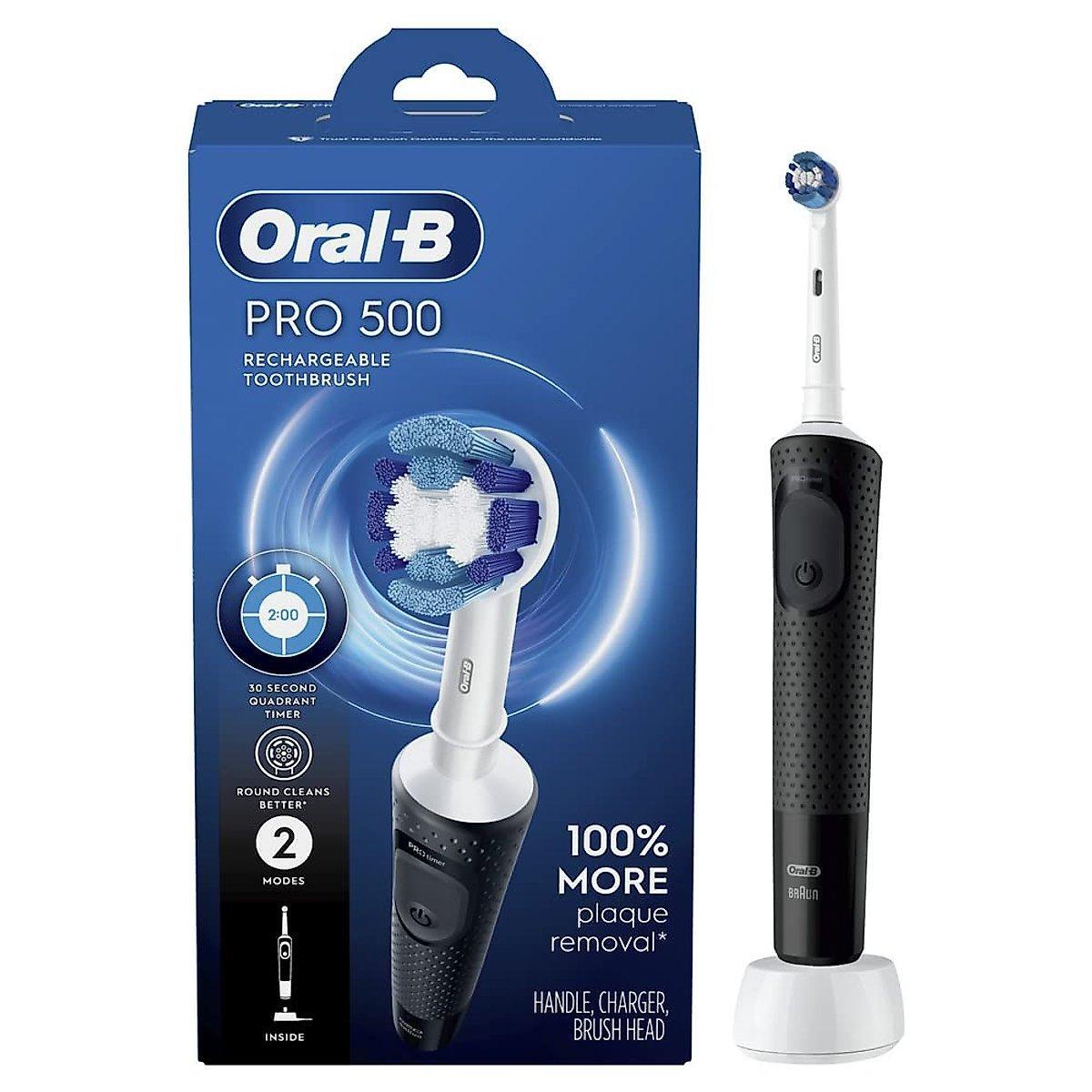 Oral-B Black Rechargeable Pro 500 Electric Toothbrush With Brush Head