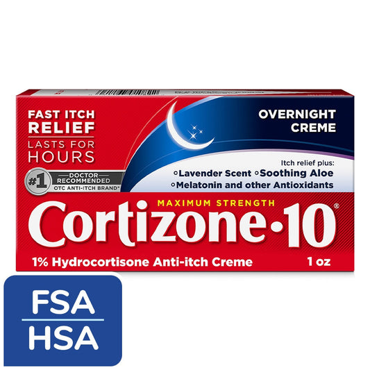 Cortizone 10 Anti Itch Creme, Maximum Strength, Overnight Creme 1 Oz
