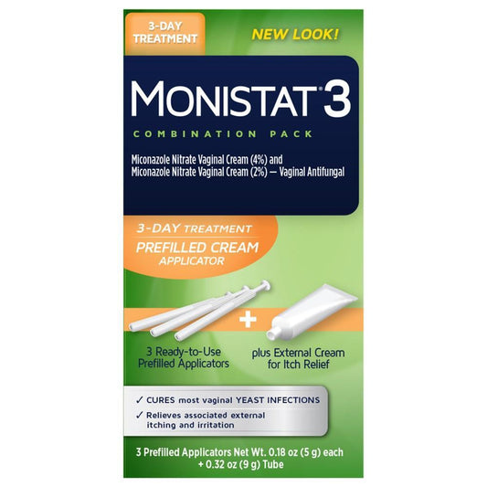 Monistat 3-Dose Yeast Infection Treatment 3 Prefilled Applicators & External Itch Cream - 0.84oz