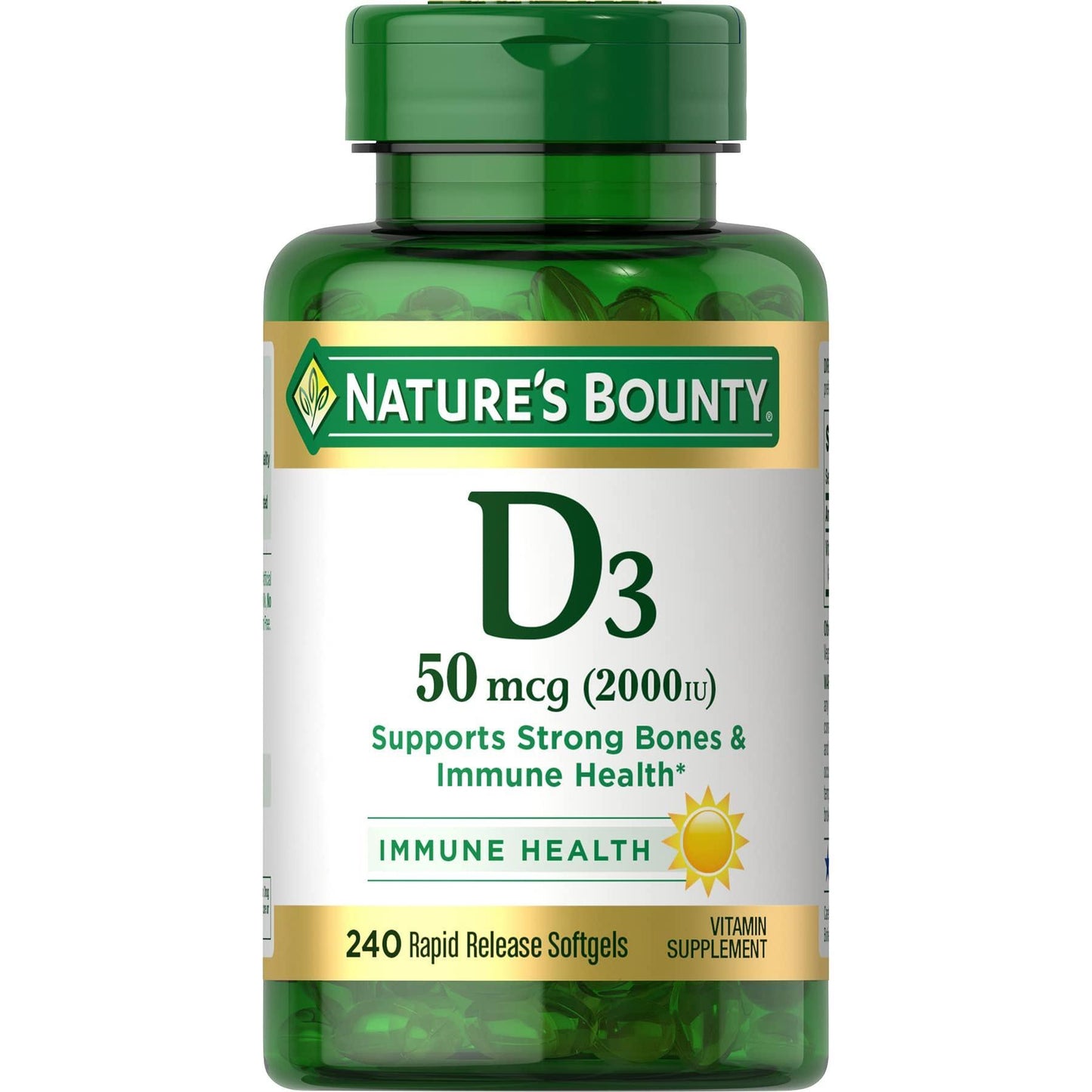 Nature's Bounty Vitamin D3, 50 Mcg, Rapid Release Softgels