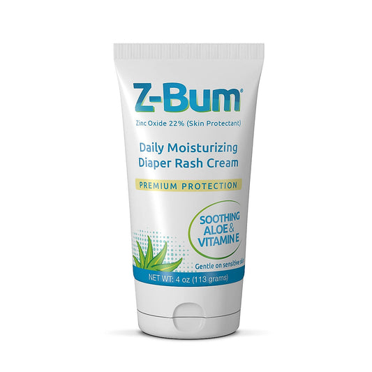 Z-Bum Daily Moisturizing Diaper Rash Cream Heal And Prevent Chafing, Adult Incontinence Irritation, Infection With Aloe, Vitamin E, Zinc Oxide