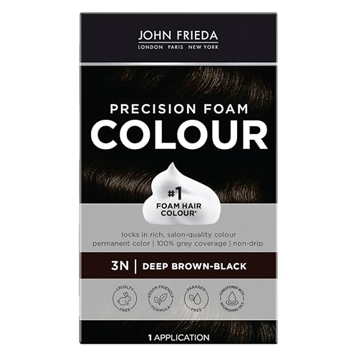 John Fridea Frieda Precision 3N Foam Permanent Hair Color, Deep Brown Black, 1 Kit