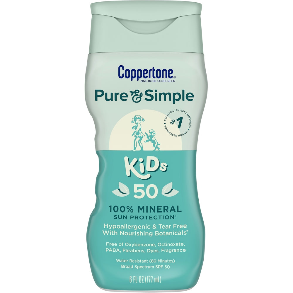 Coppertone Pure & Simple Kids Sunscreen Lotion, SPF 50 - 6 Fl Oz