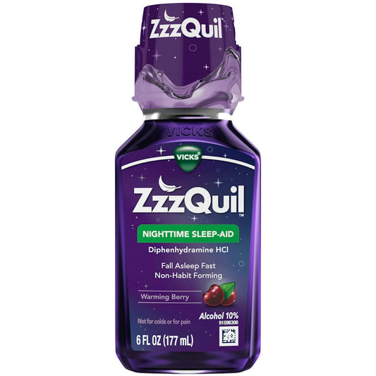 Vicks Zzzquil Nighttime Sleep Aid Liquid - Warming Berry, 6 Fl Oz