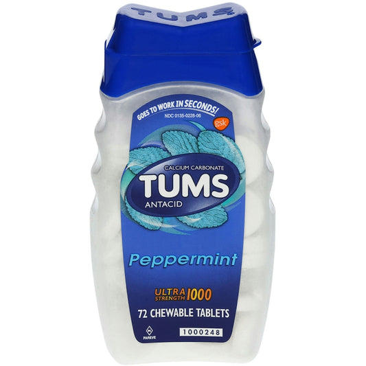 Tums Ultra Strength Chewable Antacid Tablets For Heartburn Relief, Peppermint