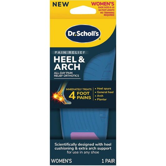 Dr. Scholl's Heel & Arch Pain Relief Insoles Women Size 6-10 - 1 Pair