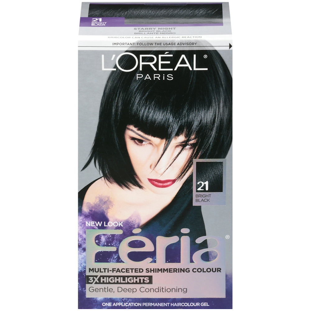 Feria L'Oreal Paris Permanent Haircolour Gel Bright Black 21 Cooler