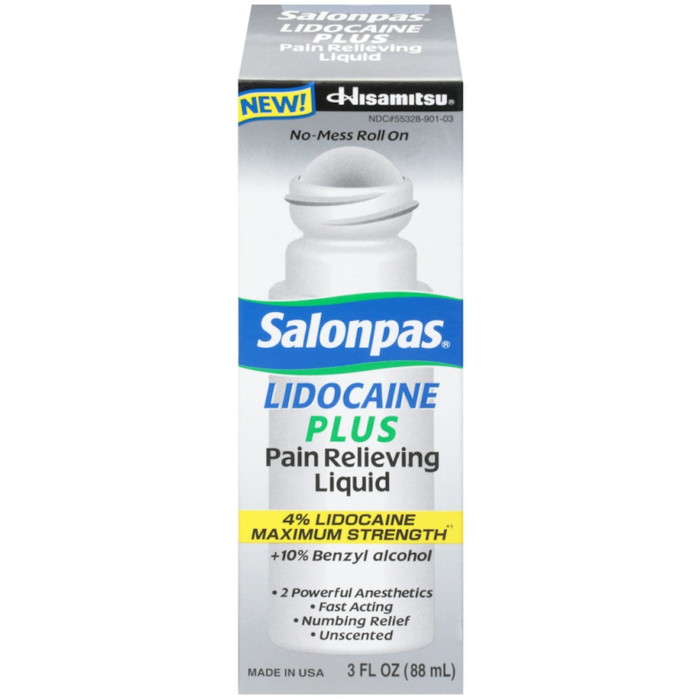 Salonpas Lidocaine Plus Pain Relieving Liquid Roll-on - 3 Fl Oz