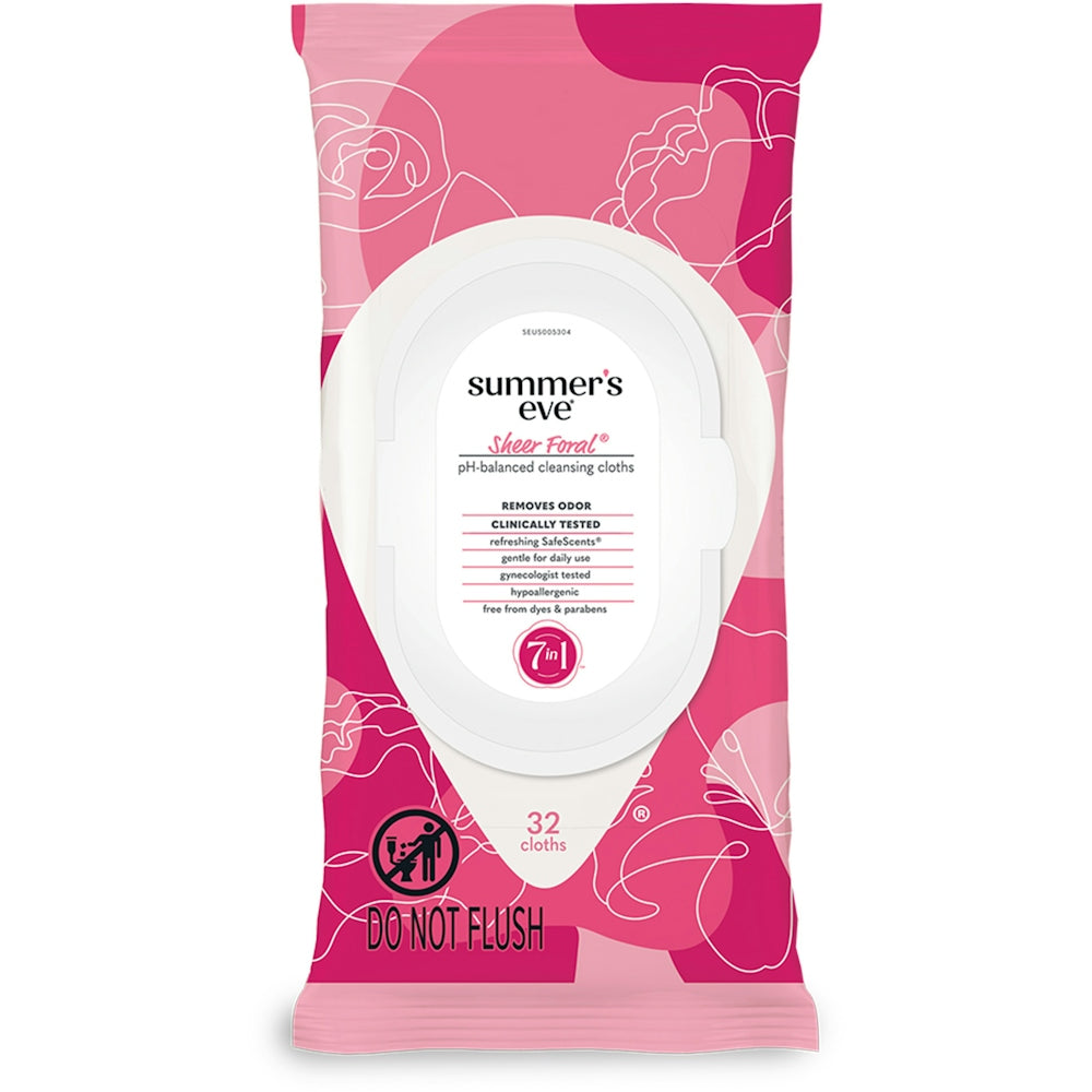 Summer's Eve Feminine Cleansing Cloths For Sensitive Skin Sheer Floral