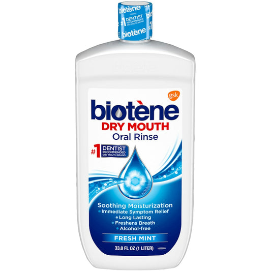 Biotene Oral Rinse Mouthwash For Dry Mouth, Fresh Mint - 33.8 Fl Oz